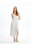 White Heart Neck Floral Women's Dress