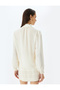 Long Sleeve Ruffle Detail Stand Collar Crepe Blouse - 4