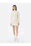 Long Sleeve Ruffle Detail Stand Collar Crepe Blouse - 2
