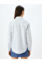 Classic Lapel Long Sleeve Striped Jeweled Poplin Shirt - 4