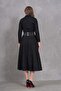 Stretchy Knitwear Fabric Stand Collar Belt Gift Long Sleeve Midi Length Dress 134 - 3