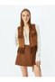 Suede Look Mini Shorts Skirt with Lacing Detail - 2