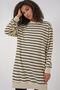 55452 Women's Crew Neck Striped Hijab Tunic - Black - 3