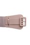 Stylish Design Faux Leather Beige Belt with Wide Stretchy Rubber Detail Waist Corset Large Buckle 1743 - 3