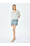 V-Neck Lace-Up Balloon Sleeve Blouse - 2