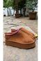 Suede High Sole Ankle Slippers Boots Tan - 2