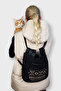 Women's Black Fabric Waterproof Shoulder And Backpack - 3