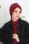 Winter Scarf Bonnet Turban, B-80Rb, Burgundy - 5
