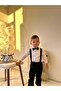 Black Cotton Harem Salopet Classic Long Sleeve Shirt with Bow Tie - 5