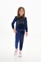Girl's Velvet Hooded Top and Bottom Set with Embroidery Detail Rb-755 - 4