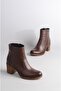 Select 707 Genuine Leather Heeled Women's Boots (Heel Height: 6 cm) Brown