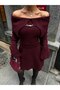 Buckle Detailed Claret Red Skirt Kit - 5