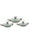 Granite Sahan Pan with Glass Lid Set of 3 6 Pieces 18 - 20 - 22 cm Gray