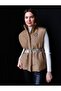Women's Embroidered down Vest with Belt - 2