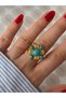 Vip Series - Stainless Steel Tarnish-Free Adjustable Ring with Turquoise Stone - 2