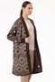 Coffee Color Diamond Patterned Knitwear Cardigan