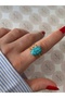 Vip Series - Stainless Steel Tarnish-Free Adjustable Ring with Turquoise Stone