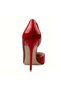 Women's Red Patent Leather 8cm Thin Transparent Cover Heeled Stiletto Shoes - 4
