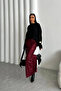 Burgundy Sequined Long Skirt - 5