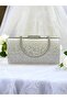 C-214 Dmc Mother of Pearl-Silver Drop Stone Evening Bag - 4