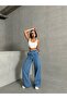 High Waist Wide Leg Jeans with Elastic Waist Misspa0384 - 3