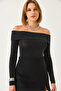 Women's Black Madonna Collar Glitter Blouse 60261137 - 4