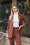 Collar Pocket Long Sleeve Sleeve if You Want Foldable Fabric Blazer Office Jacket-Dark Tan - 5