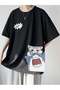 Mi̇ngalondon Shark & Cat Black Unisex T-Shirt