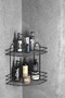 Teknotel Bathroom Organizer Shampoo Dispenser Soap Holder 2-Tier Adhesive Bathroom Shower Shelf Black St002
