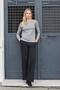Women's Gabardine Canvas Cotton Lightweight Lycra Loose Cut Palazzo Trousers with Pockets - Black