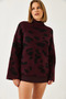 Women's Burgundy Half Turtleneck Patterned Knitwear Sweater 241188 60261035 - 4