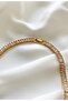 Bronze Gold Thin Baguette Stone Waterway Necklace - 3