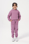 Girl's Hooded Unprinted Quilted Sweatshirt Tracksuit Set Light Plum