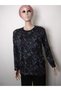 Women's Plum Crew Neck Long Sleeve Seasonal Mother Combed Cotton T-Shirt Blouse with Slits on the Sides - 5