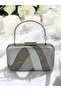 Special Design Silver Platinum Color Metal Handle Crystal Stone Evening Dress Bag Kına