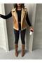 Suede Collar Sheepskin Vest with Fur Inside and Zipper - 6