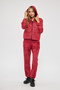 Women's Acid Washing Effect Tie-Dye Pattern Zippered Front Skirt Sleeve Elastic Hoodie Set - 7