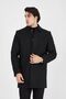 Men's Black Cashmere Wool Shirt Collar Overcoat Regular Fit Large Size - 4