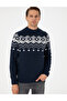Navy Blue Slim Fit Quarter Collar Knitwear Sweater 50296448-Vr033 - 3