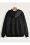 Unisex Black Robot Teddy Bear Printed Oversize Kangaroo Pocket Zippered Sweatshirt/Cardigan - 3