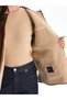 Crew Neck Women's Suede Look Coat - 4