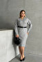 Plus Size V-Neck Long Sleeve Knitted Sweater Dress 302335 - 6