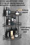 Teknotel Bathroom Organizer Shampoo Dispenser Soap Holder 3-Tier Adhesive Bathroom Shower Shelf Black St003 - 2