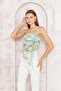 Women's Green Print Lined Tulle Strapless Blouse Dm7006 - 5