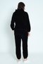 Women's Black Long Sleeve Pocket Zipper Hooded Cotton Velvet Bottom Top Suit - 5