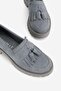 Women's Light Gray Suede Genuine Natural Leather Number 36-41 Tasseled Loafer Shoes