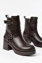 5109-3027 Brown Heeled Zippered Daily Women's Boots - 4