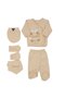 Baby Girl Beige Princess Written Wing Floral Patterned Organic 5 Piece Hospital Discharge Set - 3