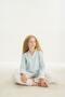 Girls Blue Pajamas Set - Long Sleeve, Shirt Neck, Front Button C3T5N7O8 - 2