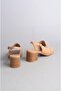 Seç 904 Genuine Leather Heel Sandals (Heel Height: 6 cm) Mink - 4